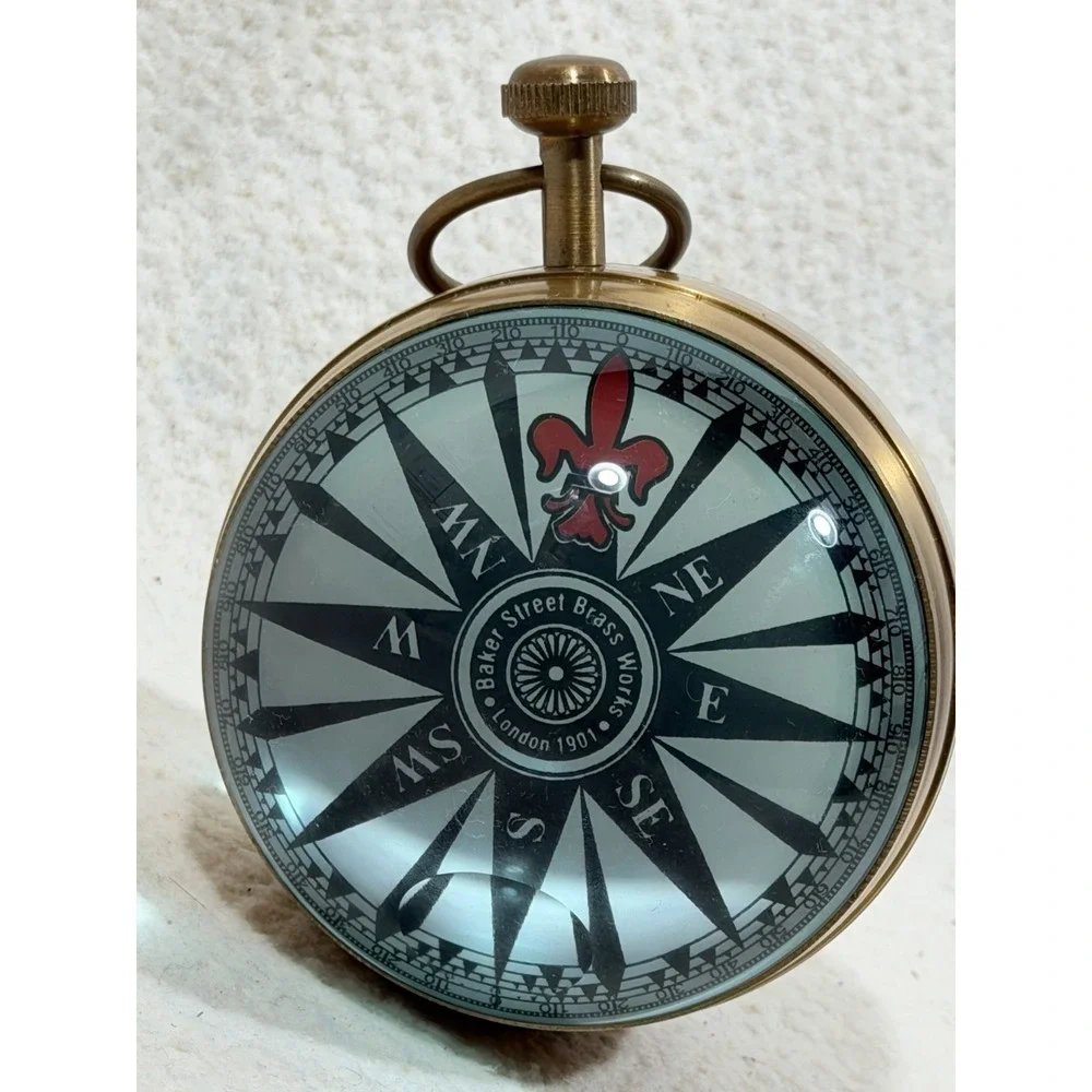 Great Lakes Steamline Decorative Brass Nautical Clock Compass Desk Display Multi
